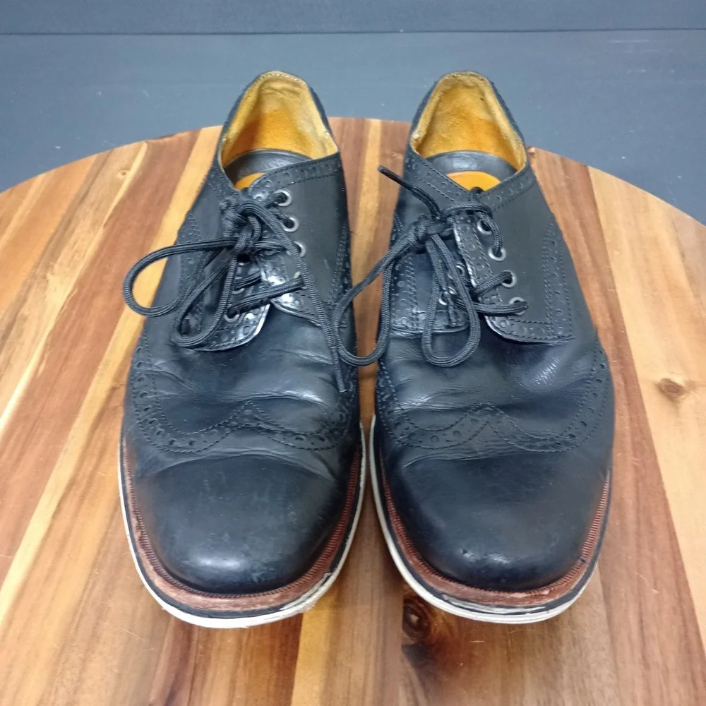 Cole Haan ZeroGrand Wingtip Oxford‎ Shoes Mens 9.5 Black Leather Office Work